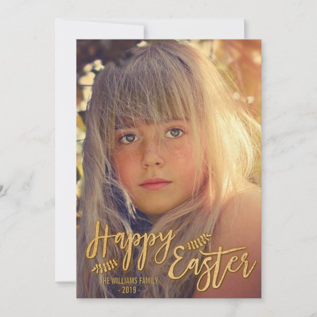 Feliz Pascua | Tarjeta de vacaciones de Purpurina  (Anverso)