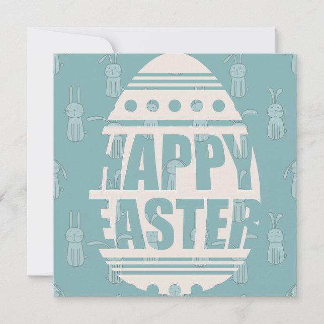 Feliz Pascua - Tarjeta Filigree Egg & Bunnies (Anverso)