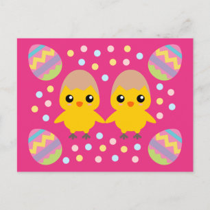 Feliz Pascua Tarjeta Postal de Pollitos Adorables