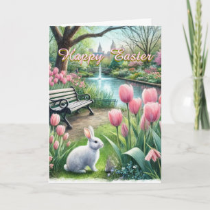 Feliz Pascua Tulipanes Rosas Tarjeta de Felicitaci