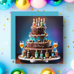 Feliz pastel de licor de cumpleaños 21<br><div class="desc">¡Este pastel de licor de chocolate es perfecto para una tarjeta de cumpleaños 21 de moda! No dude en personalizar el mensaje de la parte posterior para añadir su toque personal.</div>