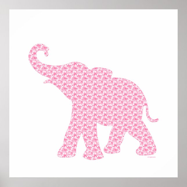 Feliz Patrón de Arte Elefante Rosa (Frente)