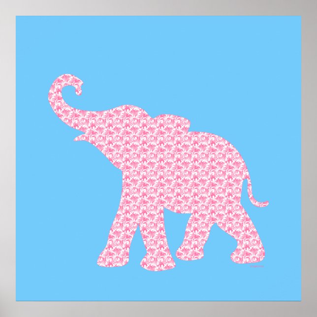 Feliz Patrón de Arte Elefante Rosa (Frente)