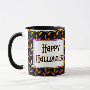 Feliz patrón de dulces de Halloween en la taza de