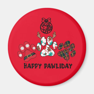 Feliz Pawlidad - Imán de vacaciones de Navidad