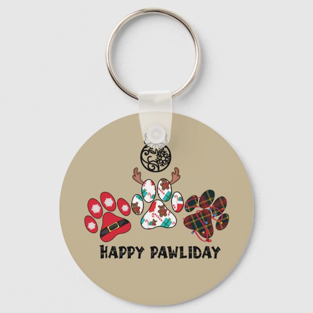 Feliz Pawliday - Llavero de Vacaciones de Navidad (Anverso)