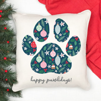 Feliz Pawlidays Almohada de Navidad para Amantes d