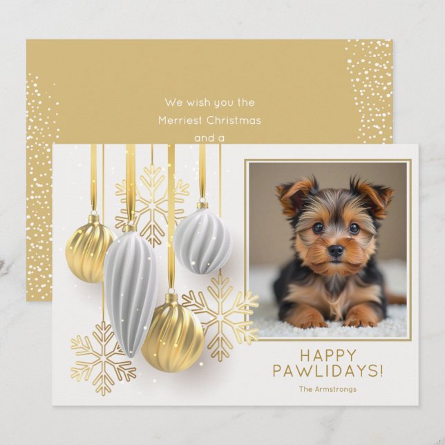 Feliz Pawlidays Foto de Perro Navidad (Anverso / Reverso)