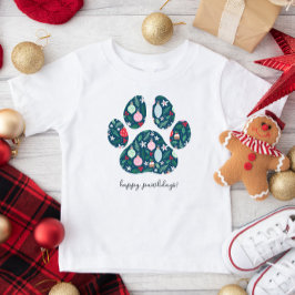Feliz Pawlidays Navidad Perro Pata Camiseta Niños