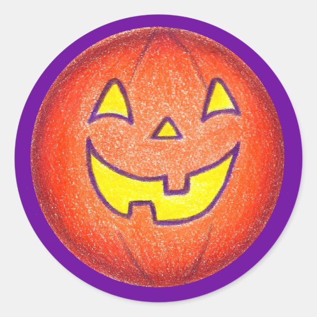 Feliz Pegatina de calabaza de Halloween Jack-O-Lan (Anverso)