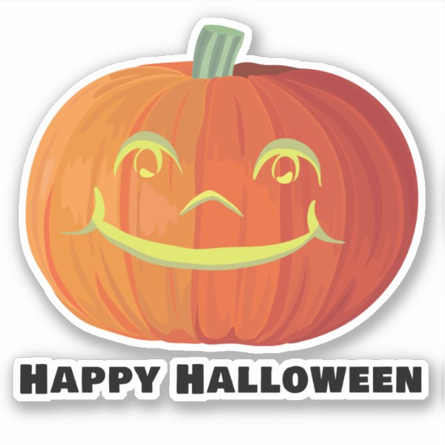 Feliz Pegatina de calabaza sonriente de Halloween (Anverso)