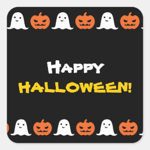 Feliz pegatina de Calabaza y Fantasma de Halloween