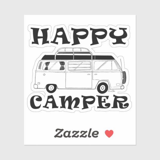 Feliz Pegatina de Camper - Camping Van Decal (Hoja)