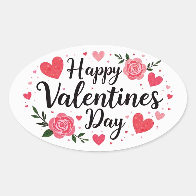 Feliz pegatina de datos de San Valentín con rosas (Anverso)