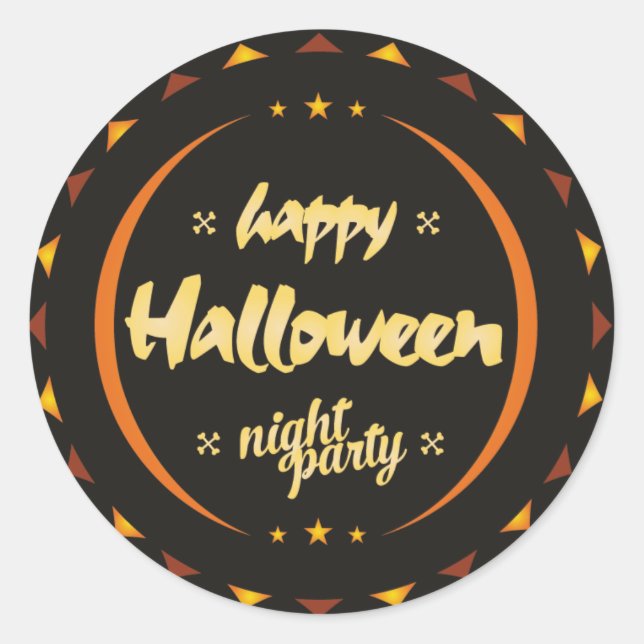 Feliz pegatina de Fiesta nocturno de Halloween (Anverso)