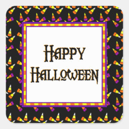 Feliz Pegatina de Halloween Candy Corn