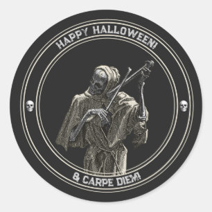 Feliz Pegatina de Halloween con muerte musical