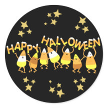 Feliz Pegatina de Halloween en Candy Corn