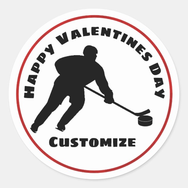 Feliz Pegatina de jugador de hockey de San Valentí (Anverso)
