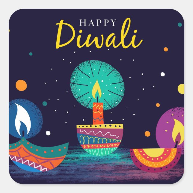 Feliz Pegatina de la Plaza Diwali (Anverso)