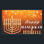 Feliz Pegatina de la Plaza Hanukkah Menorah<br><div class="desc">Celebrar ocho días y ocho noches del Festival de las Luces con tarjetas Hanukkah y regalos. El festival de las luces está aquí. Encienda la menorah, juegue con el dreidel y festín sobre los lagos y los suganiots. Celebra el espíritu de Hanukkah con amigos, familia y seres queridos deseándoles Feliz...</div>