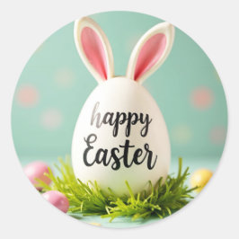 Feliz pegatina de Pascua con los oídos del conejit