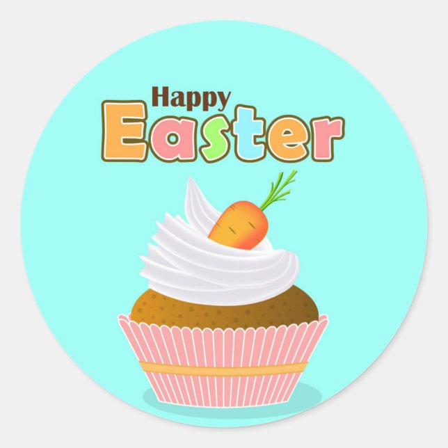 Feliz pegatina de Pascua con un quequito (Anverso)