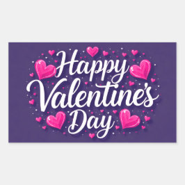 Feliz pegatina de San Valentín con corazones