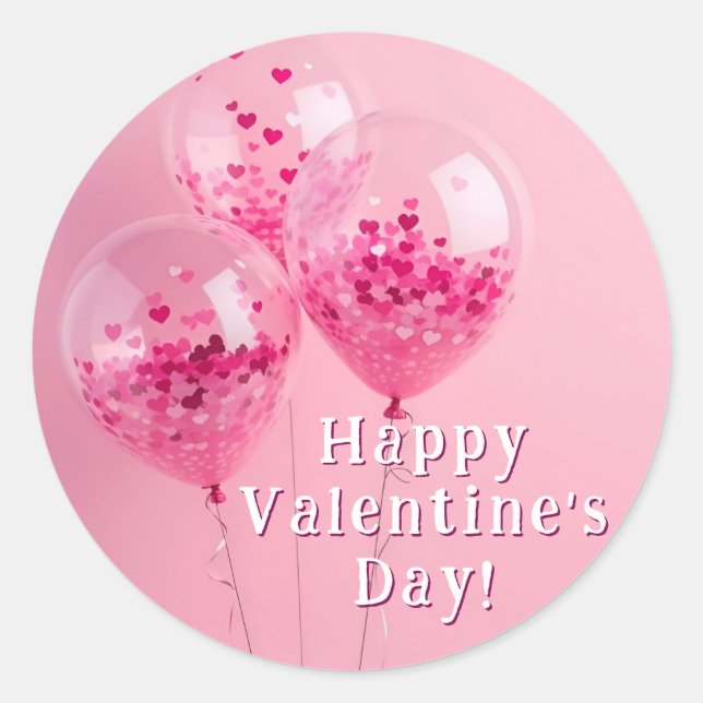 Feliz pegatina de San Valentín con globos (Anverso)