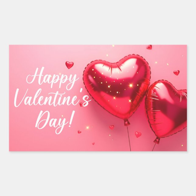 Feliz pegatina de San Valentín con globos rojos (Anverso)