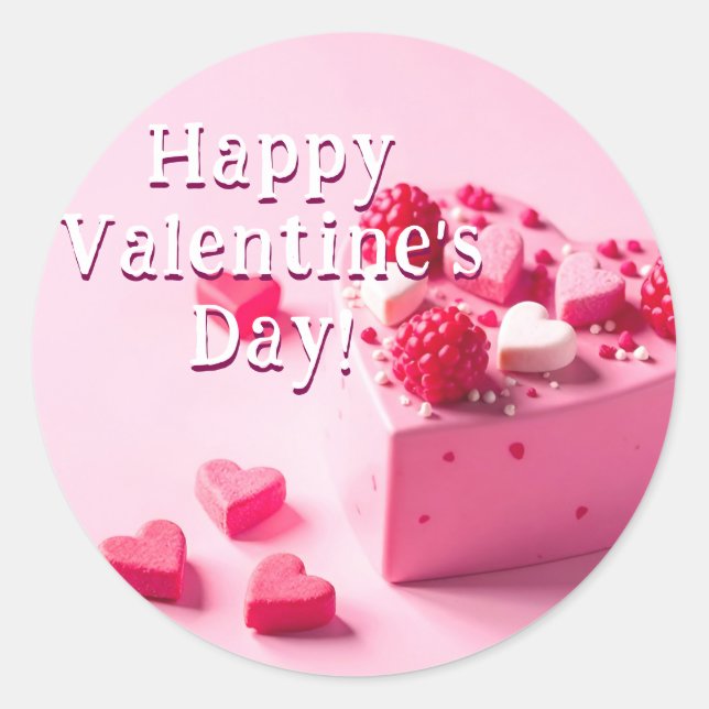 Feliz pegatina de San Valentín con postre (Anverso)