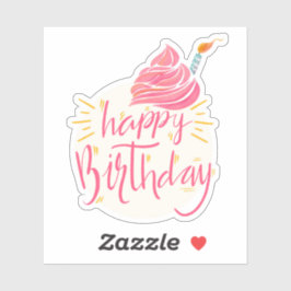 Feliz pegatina de torta de cumpleaños