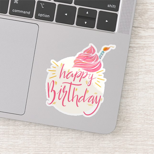 Feliz pegatina de torta de cumpleaños (Detalle)