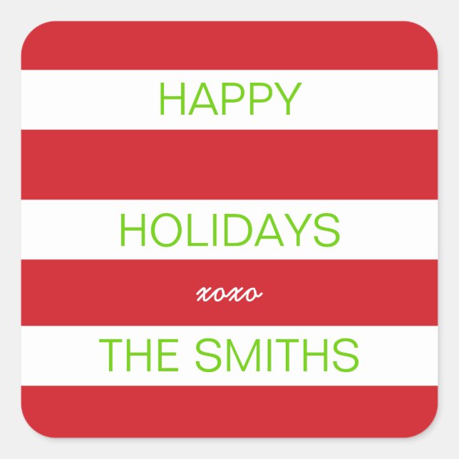 Feliz Pegatina de vacaciones (rojo y blanco) (Anverso)