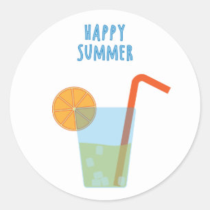 Feliz Pegatina De Verano Con Un Cóctel