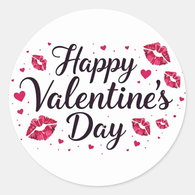 Feliz pegatina del Día de San Valentín con besos d (Anverso)