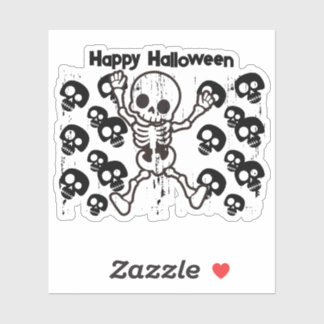 Feliz Pegatina del esqueleto de Halloween - Cute S