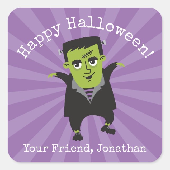 Feliz Pegatina Frankenstein de Halloween (Anverso)