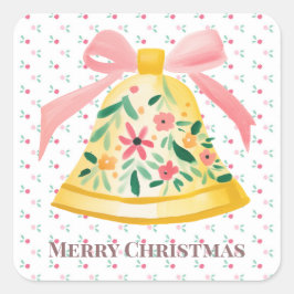 Feliz Pegatina navideño con Campana Preppy