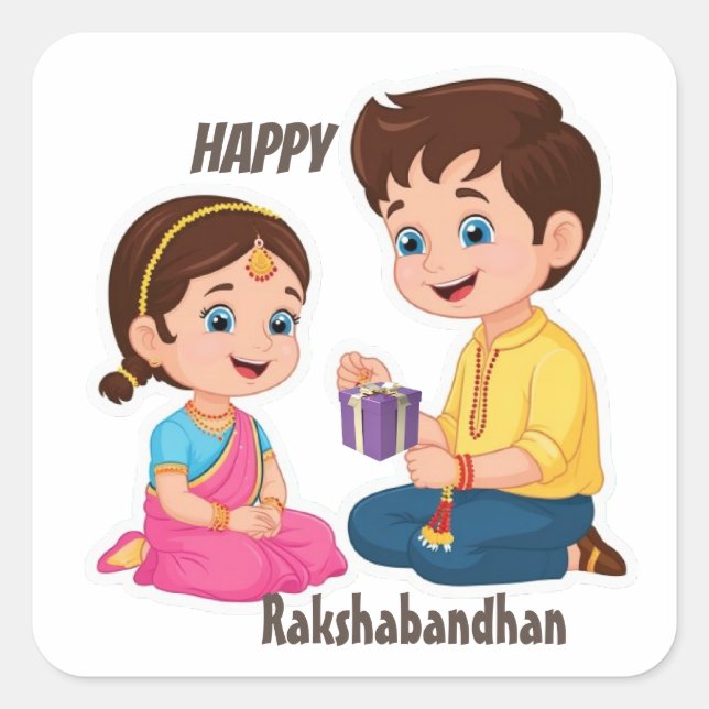 Feliz Pegatina Rakshabandhan de celebrar el amor d (Anverso)