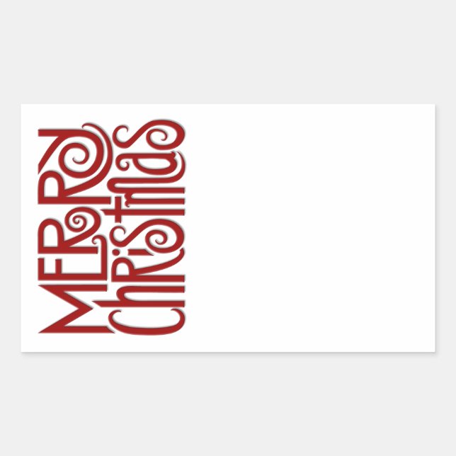 Feliz Pegatina Rectangle rojo navideño (Anverso)