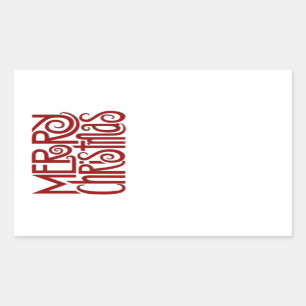 Feliz Pegatina Rectangle rojo navideño