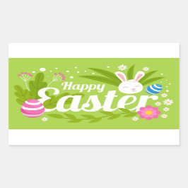 Feliz Pegatina rectangular de Pascua