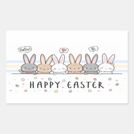 Feliz Pegatina rectangular de Pascua