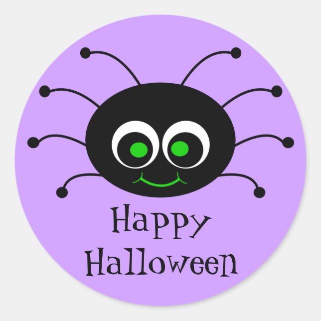 Feliz Pegatina Toon Spider de Halloween (Anverso)