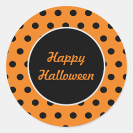 Feliz Pegatinas redondos de Halloween (Naranja y n