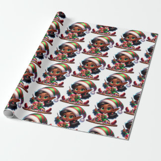 Feliz pequeño Chica de elfo - Papel de regalo para