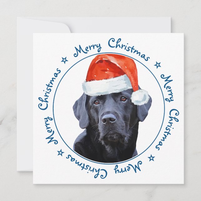 Feliz perro de Navidad negro Labrador recuperador (Anverso)