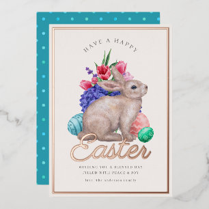 Feliz Personalizable Conejo de Pascua con tarjeta