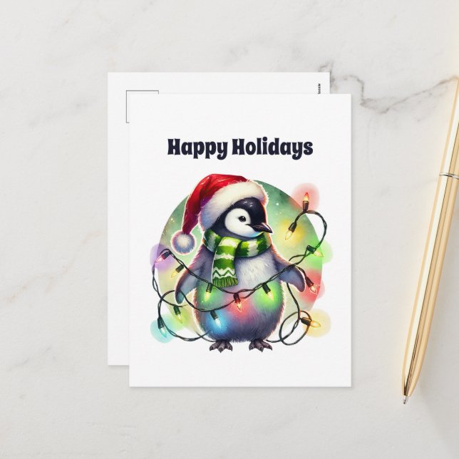 Feliz personalizable de Pingüino de Navidad (Anverso/Reverso In Situ)